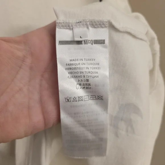 MCQ BY ALEXANDER McQUEEN | Signature Swallow Print Longline Shirt – Size Large - Picture 5 of 5